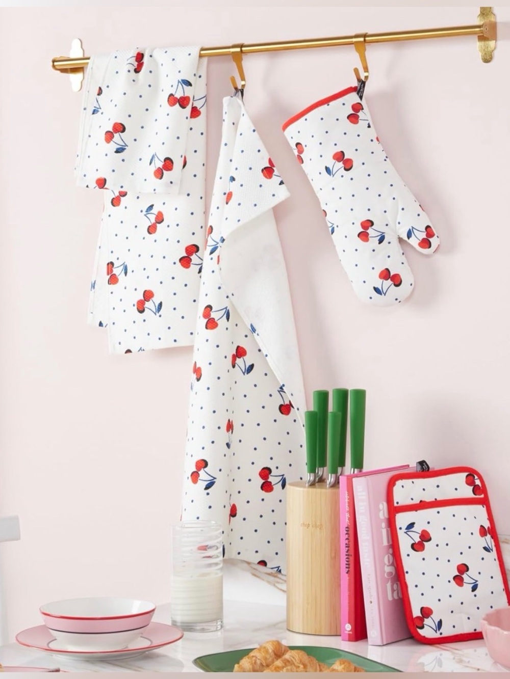 Kate Spade ♠️ cherry 🍒 4 piece kitchen set!